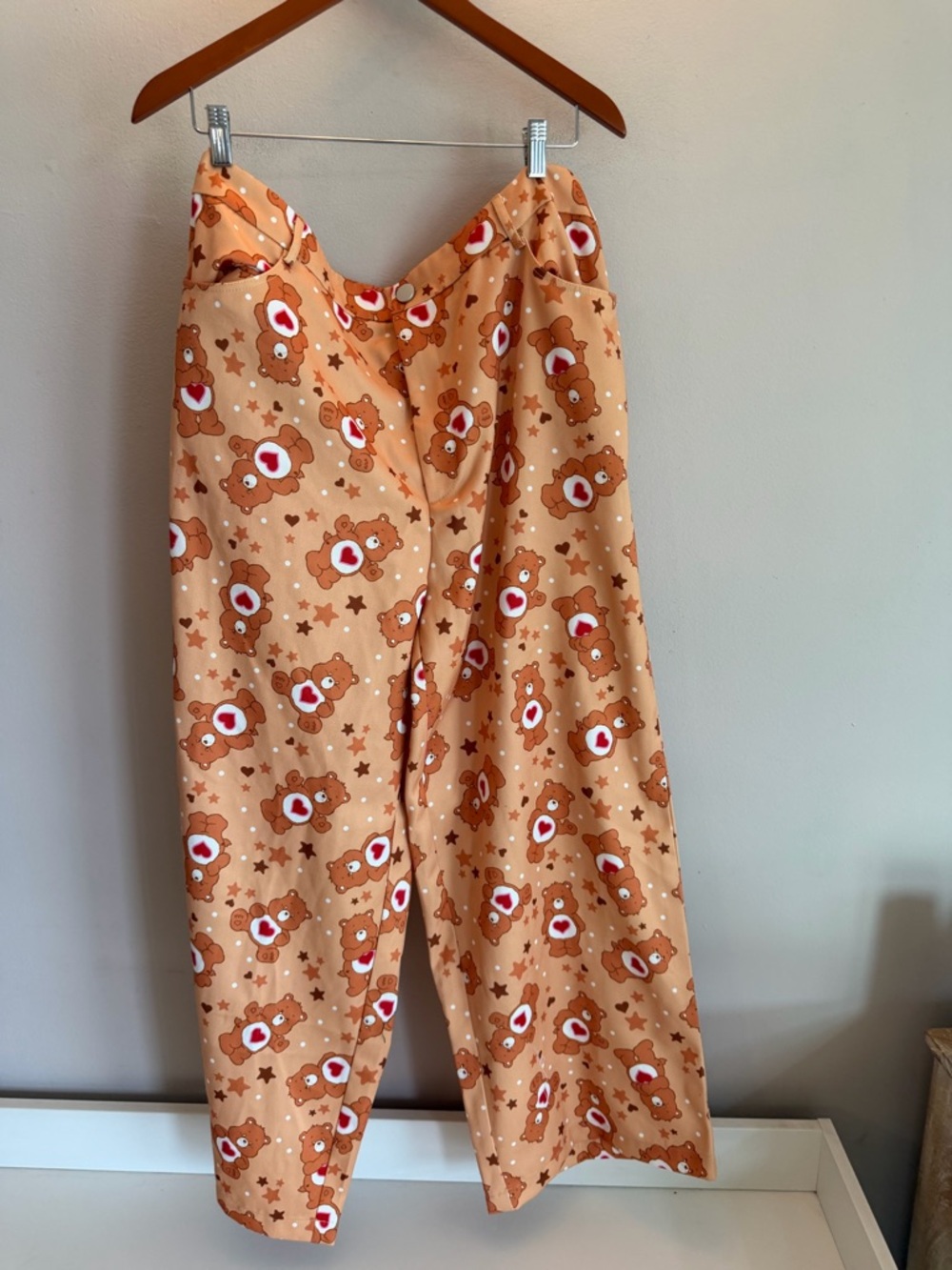 SHEIN x Care Bears Orange All Over Print Pants 40th‎ Anniversary 1XL NWT